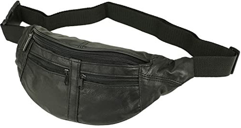 Gürteltasche Bauchtasche Hüfttasche Schwarz Echt Leder Umhängetasche Crossbag