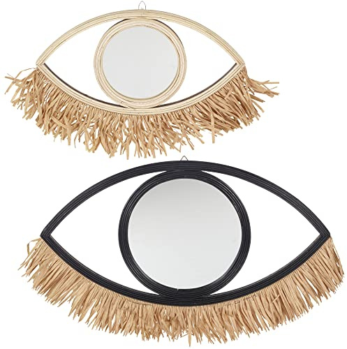 URBNLIVING Eye Shaped Make Up Wall Mounted Mirror for Bathrooms Hallways Living Rooms or Bedrooms (Large Black)
