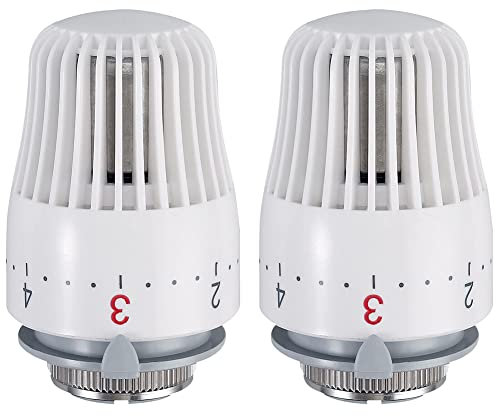 Thermostat M30 x 1,5 mit Nullstellung 7-28 °C, 2 Stück Heizkörper Thermostatkopf K, Thermostatventil Heizkörper Automatische Heizkörperventile Kühlerventil Ersatzkopf Kühlerventilköpfe für Zuhause