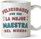 MUGFFINS Tazas para MAESTRA mujer - En Español - Felicidades por ser el mejor - 11 oz / 330 ml - Regalo original y divertido