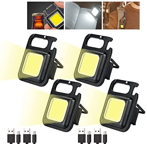 4 Stücke Mini LED Inspektionsleuchten, Notlicht mit USB Aufladen Tragbare Taschenlampe Arbeitslampe 1000 Lumen Magnetisches Wasserdicht Mechanikerlicht Tragbare für Notbeleuchtu Camping Reparatur