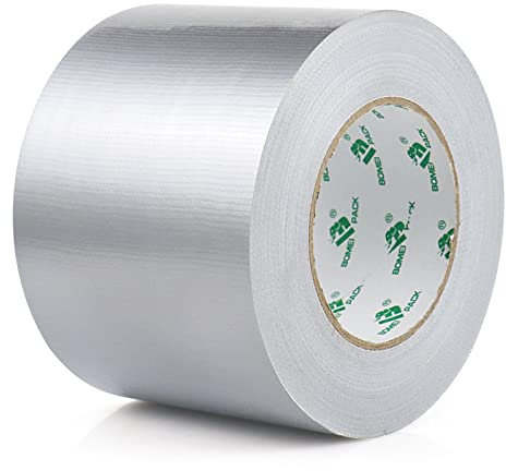 BOMEI PACK Universal - Ruban Adhésif Toilé Gris, Heavy Duty Duct Tape 100MM x 50M pour les travaux de réparation, fixation, de scellage, d'étiquetage et de rénovation