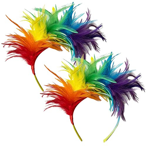 NINVVS 2pcs Rainbow Feather Headpieces, Cute Headbands, Party Headgear, Creative and Practical Hair Accessories, Headbands for Women, 1.0 count