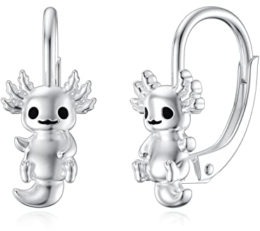 Axolotl Ohrring 925 Sterling Silber Hypoallergen Axolotl Fisch Ohrstecker Axolotl Schmuck Geburtstag Geschenke für Mädchen Frauen