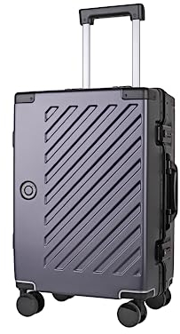 JLY Hartschalenkoffer aus Covestro Polycarbonat – ohne Reißverschluss, TSA-Schloss, 4 Doppelrollen, Aluminiumrahmen – leicht & robust Handgepäck Trolley - Dunkelgrau