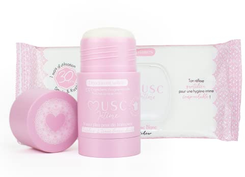 MUSC INTIME La Marque Officielle - Tes Essentiels Musqués - Déodorant & Lingettes - Musc Blanc - L'Irrésistible - Anti Mauvaises Odeurs & Nettoie En Douceur - Anti Transpirant - 50g & 30 unités