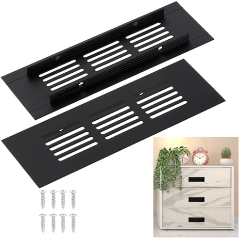TsunNee 6 rejillas de ventilación de 150 x 50 mm, rejillas de ventilación de aleación de aluminio, rejillas de ventilación internas, cubierta de ventilación para armario, armario, color negro