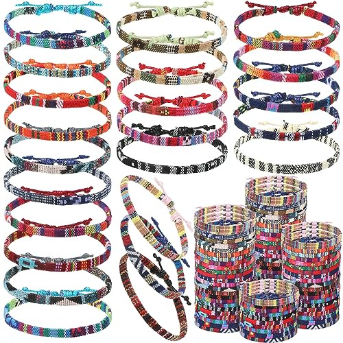 Kigeli 200 Pcs Boho Surfer Bracelets Bulk for Men Women Unisex Handmade Braided Bracelet Adjustable Surfer Ankle Waterproof Beach Bracelet String Rope Jewelry for Adults Teen(Mixed Color)