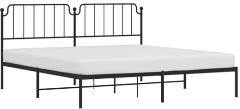 vidaXL Classic Black Steel Bed Frame with Headboard and Under-Bed Storage Space - Robust Mattress Foundation - 193x203 cm
