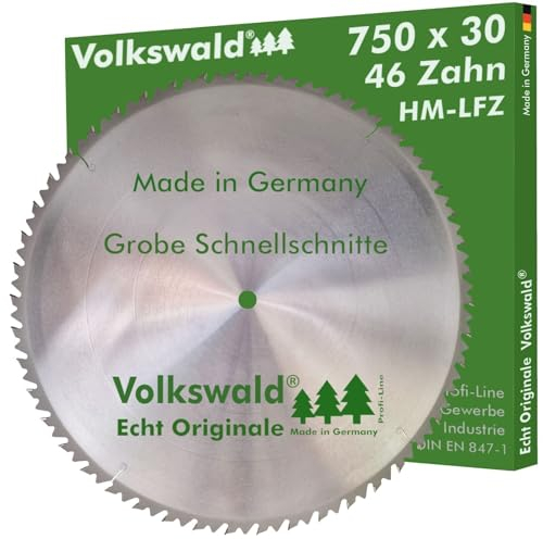 Volkswald ® HM-Sägeblatt LFZ 750 x 30 mm Z= 46 für Tischkreissägen Wippkreissägen Brennholzsägen Kreissägen für Naturholz Massivholz Brennholz Hartholz Weichholz