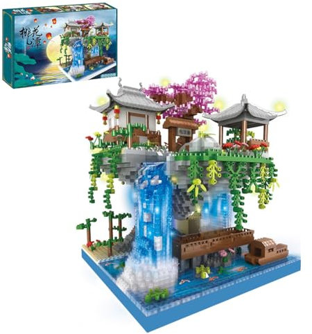 Cherry Blossom Bonsai Tree Architecture Building Block Sets, 2705PCS Chinese Architecture Creative Micro DIY Bricks Model Toy, Sakura Tree House Building, Gift for Teenagers Adults