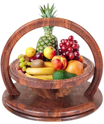 Cestas De Pan Y Nueces - Cestas De Pan Plegables, Bandeja Plegable Para Servir Refrigerios | Plato De Fruta Tallado En Madera De Nogal Hecho A Mano, De Madera Dividido Para Frutos Secos Dulces