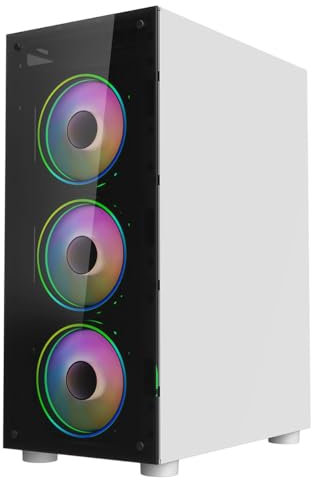 ASC TECHNOLOGY Gaming PC - AMD Ryzen 5 4500, Nvidia RTX 4060 8GB, 16GB RAM, 512GB SSD, 600W 80+ PSU, Wi-Fi, Windows 11, 6 Fan White RGB Gaming Case