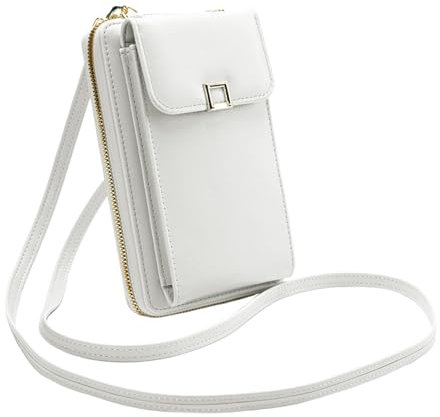 USHXVG 1 Long Crossbody Bag, Cross-Body Wallet Bag With Adjustable Shoulder Strap, Multi-Compartment Mobile Phone Bag, Mini Shoulder Mobile Phone Bag, Women'S Side Bag (White)