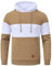 YuKaiChen Herren Pullover Herren Patchwork Hoodie Langarm Jacquard Kaputzenpullover Farbblock Sweatshirt mit Taschen Khaki Weiß Khaki Groß