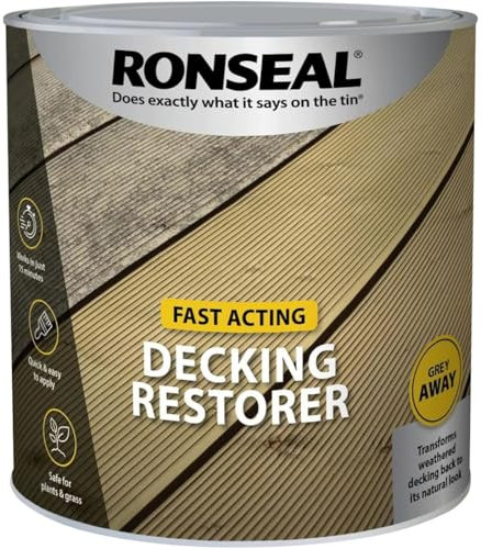 AMK® Ronseal Decking Restorer 2.5L Fast Acting Grey Away Works in 15 Minutes Restores Weathered Surface to Natural Beauty