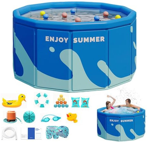 Piscine Non Gonflable, Piscine extérieure,Piscine familiale Non Gonflable | Piscine Pliable pour garçons, Filles, Adultes, familles, Animaux domestiques.