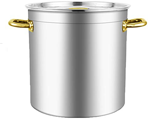 Olla de sopa de acero inoxidable de gran capacidad con tapa para cocina de inducción, 12 L