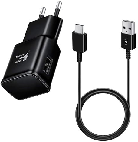 Caricabatterie per Samsung Rapido USB con Cavo USB C, Adattatore di Ricarica Veloce Compatibile con Samsung Galaxy A13 S10 S9 S8 Plus A54 A53 A33 A51 S23 S22 S21 S20 FE Note 20 Google Pixel Motorola