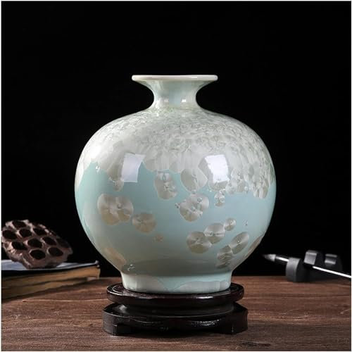 ZGSSOPTU Vase décoratif en porcelaine émaillée de style chinois pour la maison, le salon, l'artisanat (vert + orange)