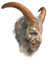 MIMIKRY Krampus Dämon Deluxe Latex Überkopf Maske mit Hörnern und Haaren Weihnachten Horror
