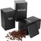smtfcty Juego de 3 botes de almacenamiento para té, café y azúcar, 1000 ml, juego de recipientes de metal con tapa hermética, latas de almacenamiento decorativas para el hogar y la cocina (negro)