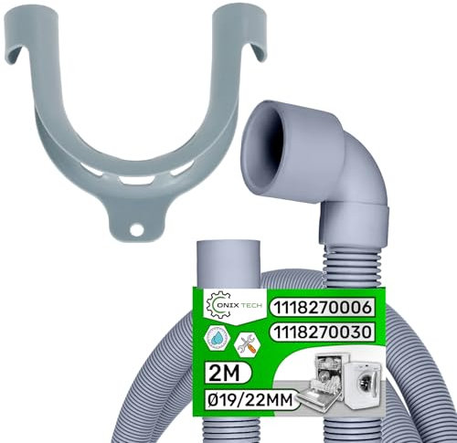 Ablaufschlauch Waschmaschine und Geschirrspüler Universal 2 m Ø19/22 mm Original Code 1118270006 1118270030 8996461308406 C00318230 für AEG für Indesit für Whirlpool - Garantie 5 Jahre - ONIX TECH