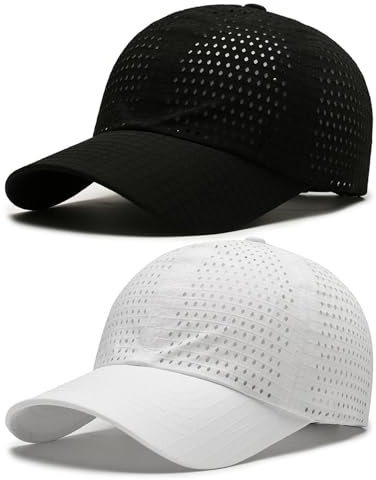 AYPOW 2 Pcs Basecap Herren Damen, Atmungsaktivem Schnelltrocknend MeshBaseball kappen Unisex, Leichte Verstellbar Schildmütze Snapback Caps Sonnenschutz Tennis Laufen Cappy Draußen Sport Sommer