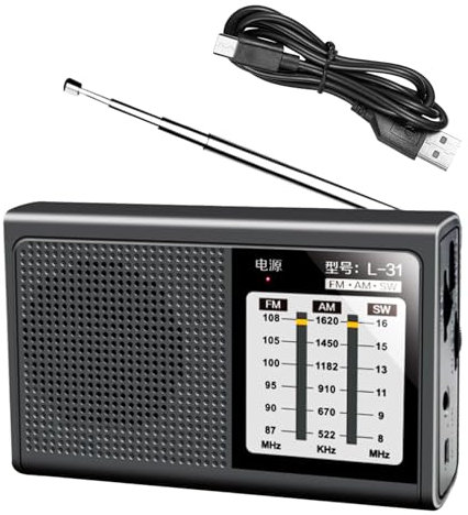 Radio Portable FM/AM | Radio Portable Rechargeable Via USB - Alimentée par Piles pour Écouter Musique et Actualités en Extérieur