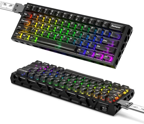 BOYI H60Pro Hollow Aluminum Rapid Trigger Magnetic Switch 60% Mechanical Keyboard,Hall Effect 8K Polling Rate RGB Wired Skeleton Full CNC Gaming Keyboard with Paw Print(Black Transparent Keycap)