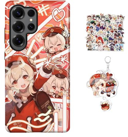 XINGYAOWYA Hülle für Samsung Galaxy S24 FE Genshin Impact Anime Spiel [Mit Schlüsselbund und Aufklebern] Cartoons Stoßfest Hartschalenhülle Silikon Case Handyhülle für Samsung Galaxy S24 FE - Hülle 5