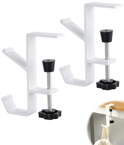 HUVZOR 2 pezzi Supporto per cuffie Set, porta cuffie da scrivania, supporto da tavolo regolabile, adatto per appendere zaini, cuffie, borse, supporto multifunzionale
