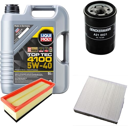 EISENFELS Inspektionspaket enthält 5 Liter Motoröl Top Tec 4100 5W-40 Ölfilter Luftfilter Innenraumfilter für 500 312_ 1.2 Panda 312 846