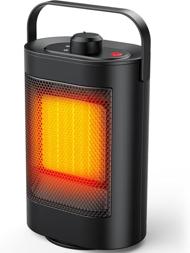 Nextronix Electric Fan Heater with 1500W Portable Space PTC Ceramic Plug in Heaters for Home Low Energy 3 x Heat Settings Adjustable Heater Tip-Over & Overheat Protection for Room Bathroom (black)