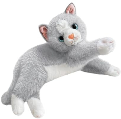 Sharplace Peluche Chat Réaliste, Poupée Chat à Câliner pour Enfants, Coussins Réalistes en Forme d'animaux, Cadeau Doux et Doux, Chatons en Peluche pour Canapé, Chambre, Maison, Voiture, Gris