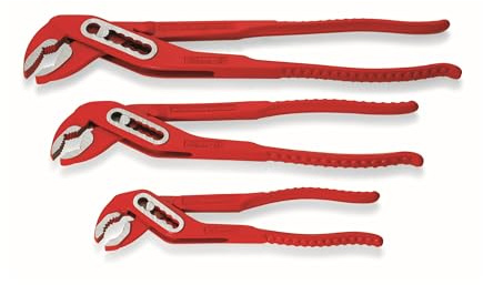 ROTHENBERGER Industrial Set 3 x Wasserpumpenzangen Ø 1“, Ø 1 ¼“, Ø 1 ½“ | Chrom Vanadium Stahl | Gesenkgeschmiedet | Quetsch- und Klemmschutz | 7fach verstellbar