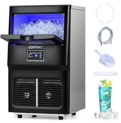 COSTWAY kommerzielle Eiswürfelmaschine 25-30 kg/24 h, gewerblicher Eismaschine aus Edelstahl mit Selbstreinigung, Wasserfilter, Eiswürfelbereiter freistehend/Untertheken für Zuhause, Bar, Restaurant