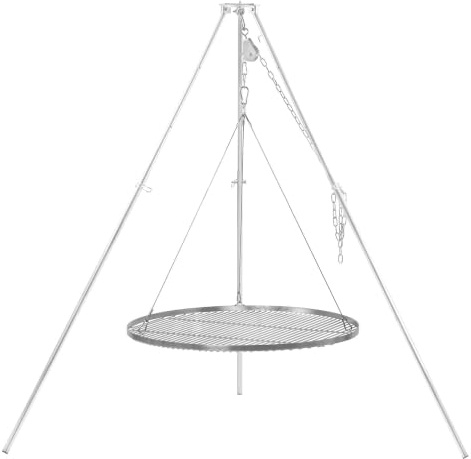 BBQ-Toro Dreibein Schwenkgrill mit Ø 80 cm Grillrost | verzinktes Eisen | Höhenverstellbar 119-184 cm | Dreibein für Feuerschale, Schwenkgrill ohne Feuerschale, Garten Grill | Schwenker Grill