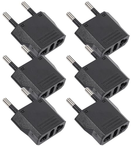 ADOCARN Adattatore da Viaggio 6 Pezzi Presa Usa a Europa 125-250v, Materiale Abs e Rame, Compatto e Portatile per Casa e Viaggi di Lavoro