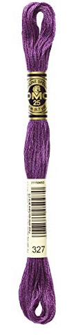 DMC 117-327 Mouline Stranded Cotton Six Strand Embroidery Floss Thread, Dark Violet, 8.7-Yard