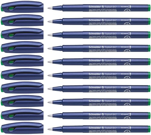 Schneider 8474 Topball 847 Tintenroller (Kunststoffspitze, 0,5 mm) 10er Packung grün