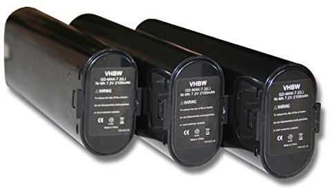 vhbw 3x batteria sostituisce Einhell 91011 per attrezzi da lavoro (2100 mAh, NiMH, 7,2 V)