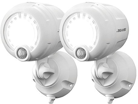 Mr. Beams MB360XT Wireless Battery-Operated Outdoor Motion-Sensor-Activated 200 Lumen LED Spotlight, White, 2-Pack