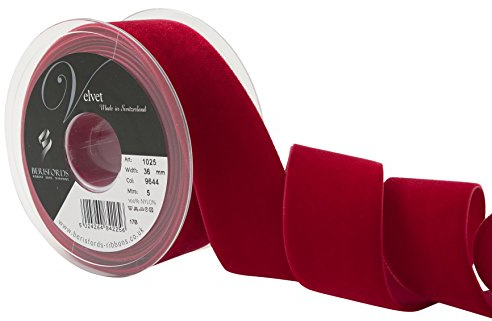 Berisfords Velvet Ribbon Scarlet 45mm x 10m - Nylon Craft Ribbon for Sewing, Gift Wrapping and Hair Accessories