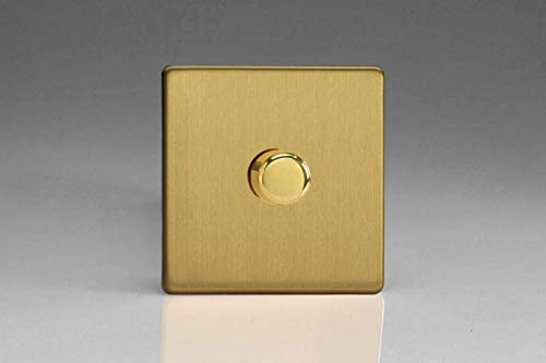 HDB3S Varilight Flat Plate Screwless Brushed Brass 1 Gang 400W Dimmer Switch
