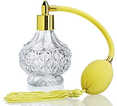 Mnixy Frasco de perfume vacío con atomizador - Recargable - Cristal tallado - Estilo vintage