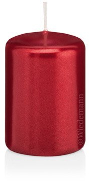 Kerzen Stumpen Kerzen Rubin Rot Metallic 15 x 8 cm (H x D), 6 Stück, 100% Paraffin Wachs in geprüfter RAL Kerzen Qualität von Wiedemann Kerzen Deutschland zur Deko, Party, Hochzeit, Weihnachten