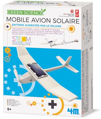 4M 4M Kidzlabs Green Science/Eco-Engineering: SOLAR Plane MOBIEL/ F R A N S T A L I G E VERPAKKING, gedetailleerde instructies inbegrepen, doos 24x22x6cm, 5+