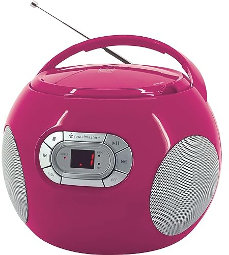 Soundmaster SCD2120PI CD-Boombox mit UKW Radio und Hörbuchfunktion pink