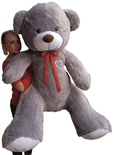 Odolplusz Teddybär Plüschbär Kuscheltier Stofftier Schmusebär Teddy Geschenkidee 190cm (Grau-weiß)